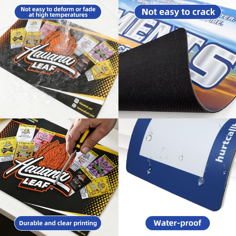 Counter mat material features: water-proof, durable clear printing, heat and crack resistant